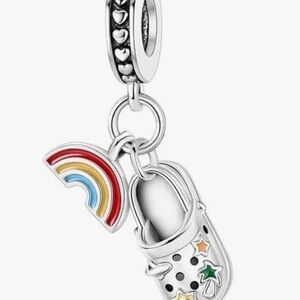 Rainbow Crocs Charm Bracelet And Necklace 925 Sterling Silver